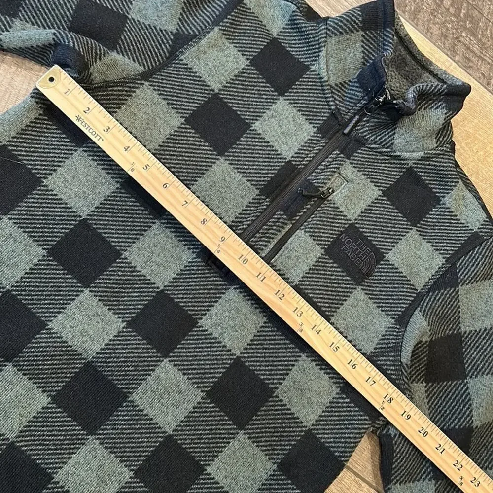 The North Face Green Black Plaid Pullover Fleece Men S
